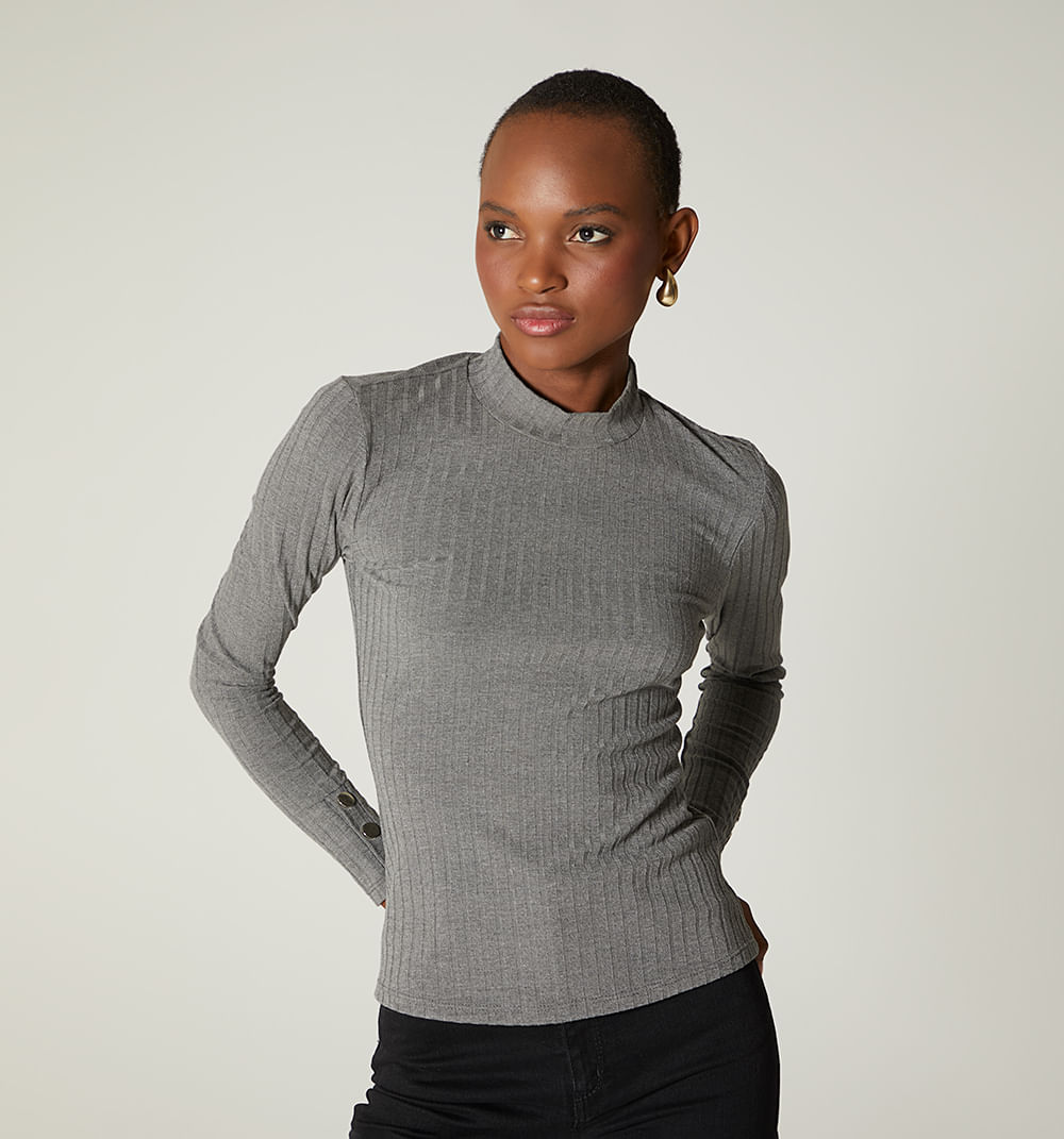 Blusa manga larga cuello tortuga