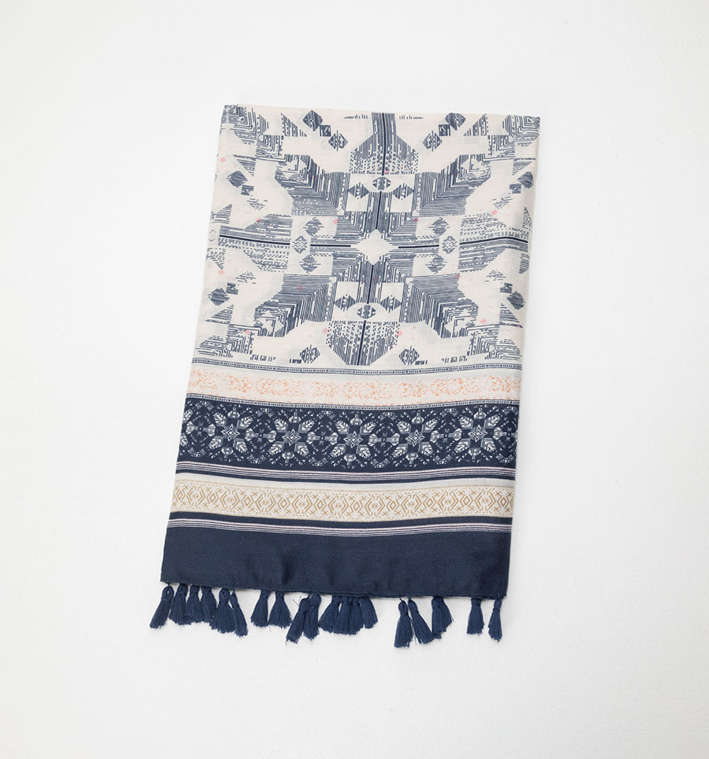 Pashmina estampada con pompom