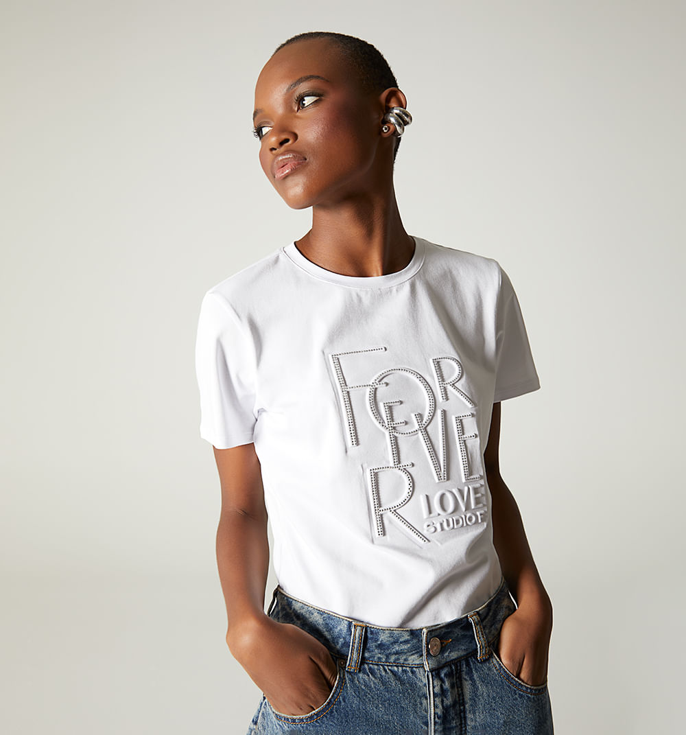 Camiseta de manga corta estampado copa a