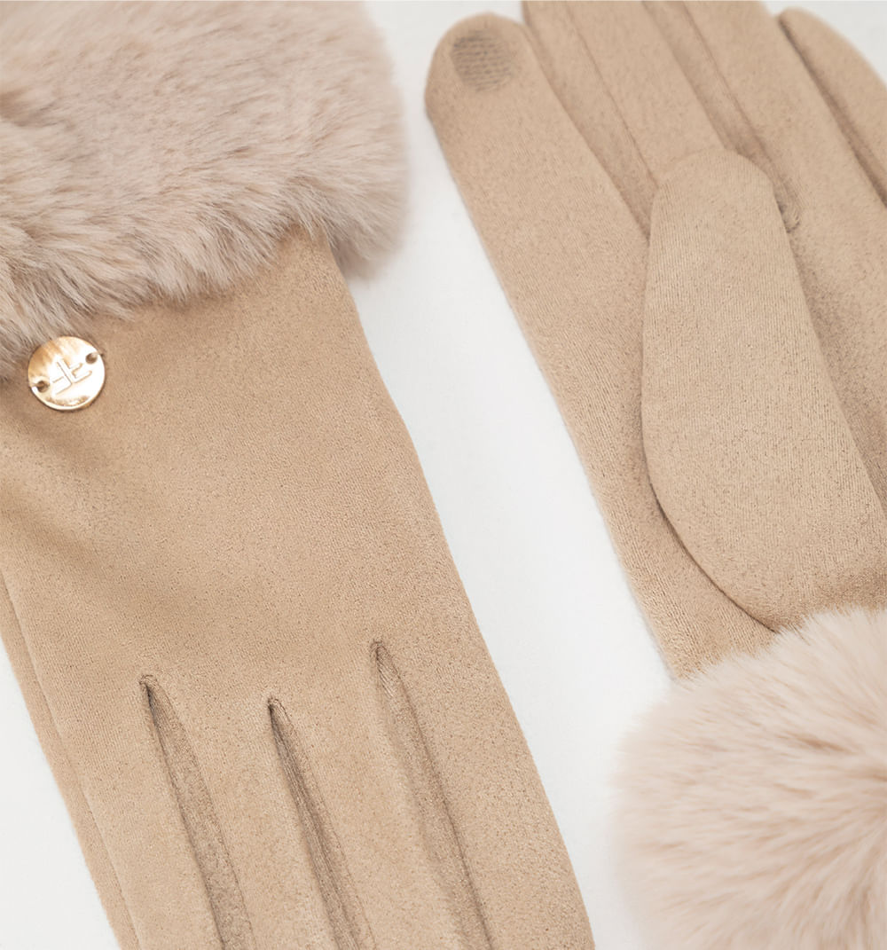 Guantes suede con pelo