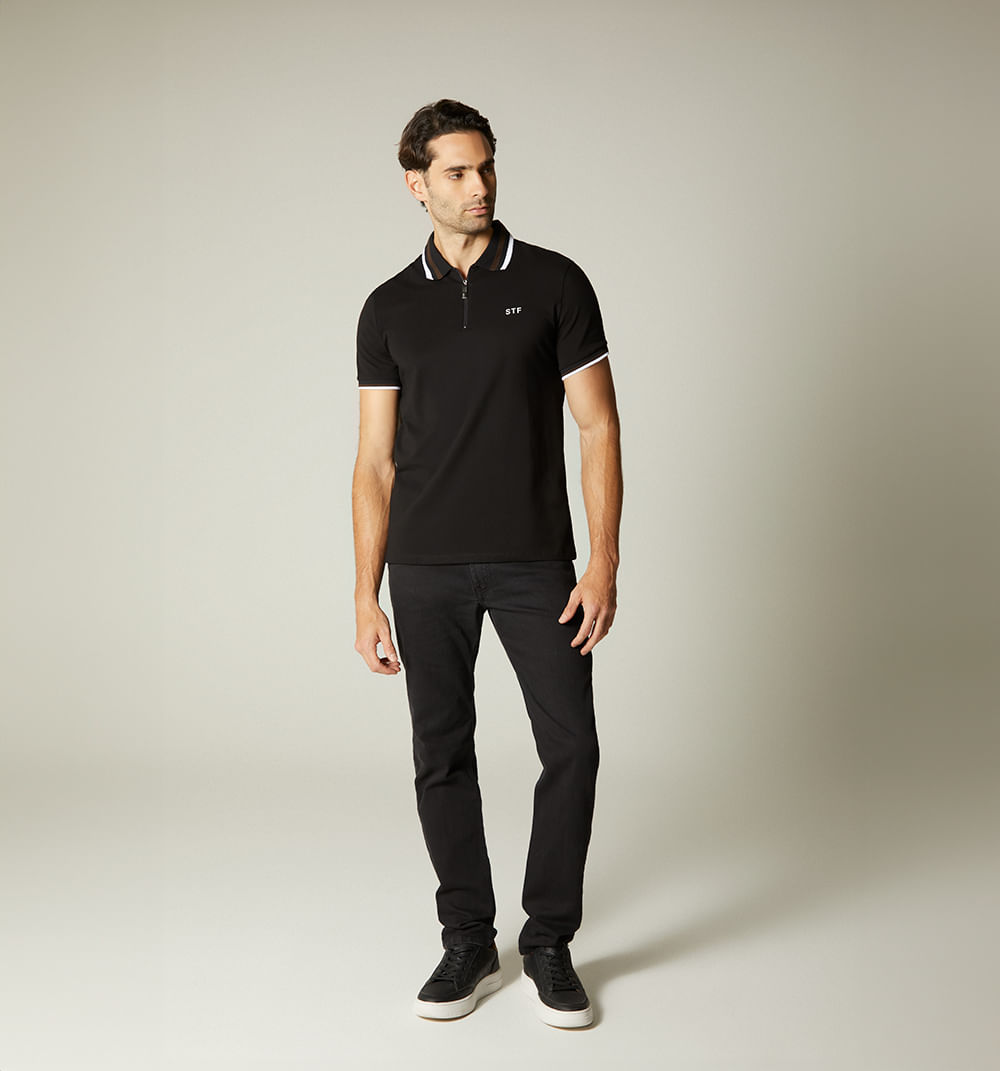 Polo para hombre con contraste en cuello y puño