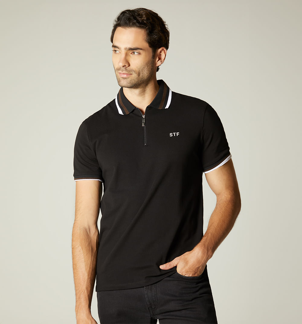 Polo para hombre con contraste en cuello y puño