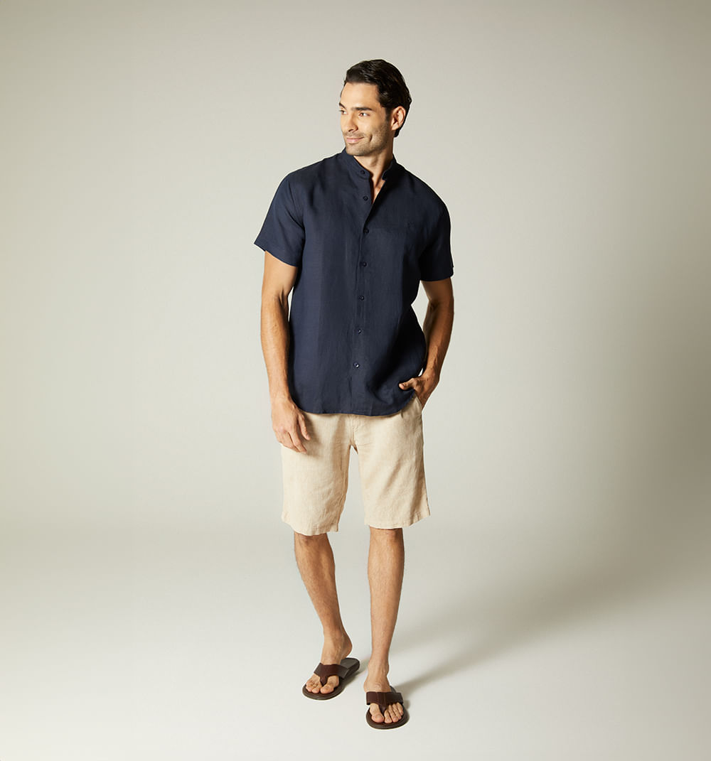 Camisa lino cuello neru