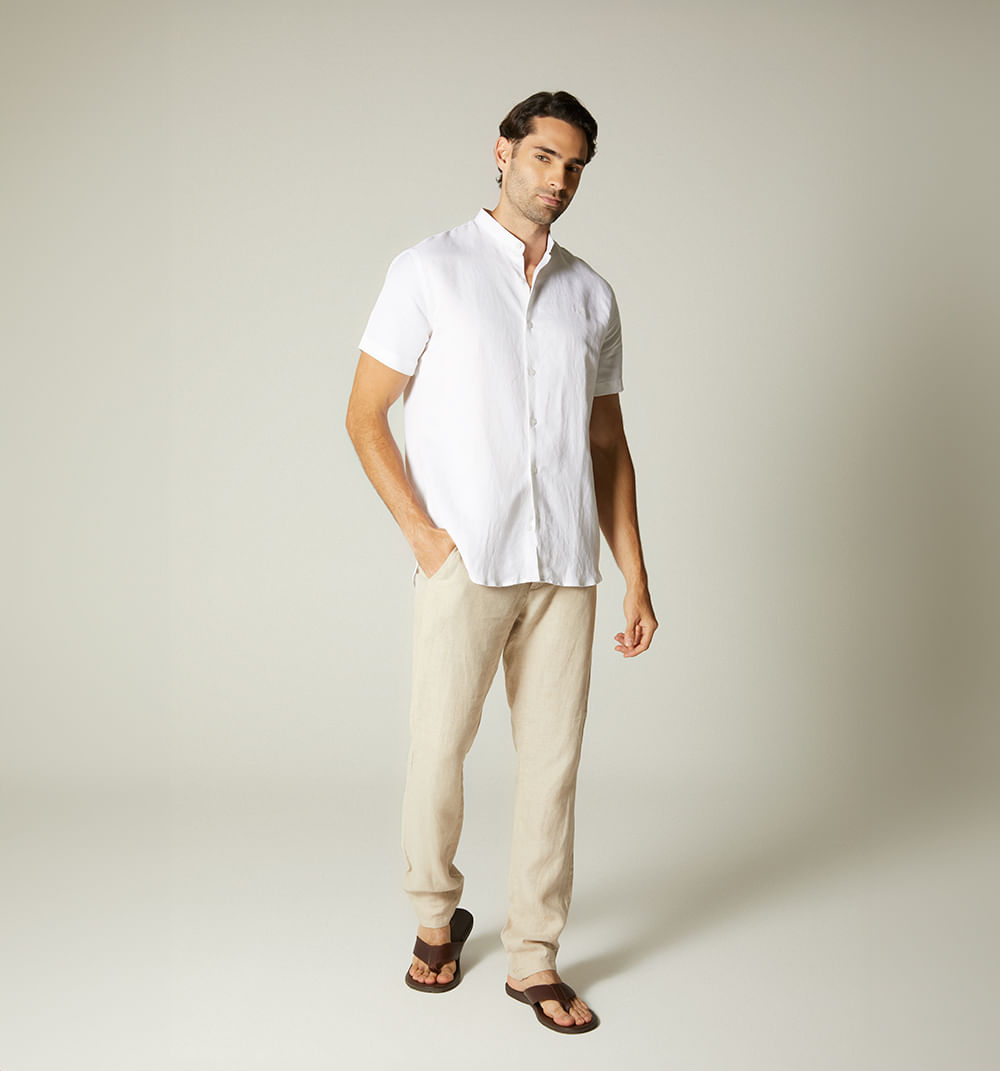 Camisa lino cuello neru