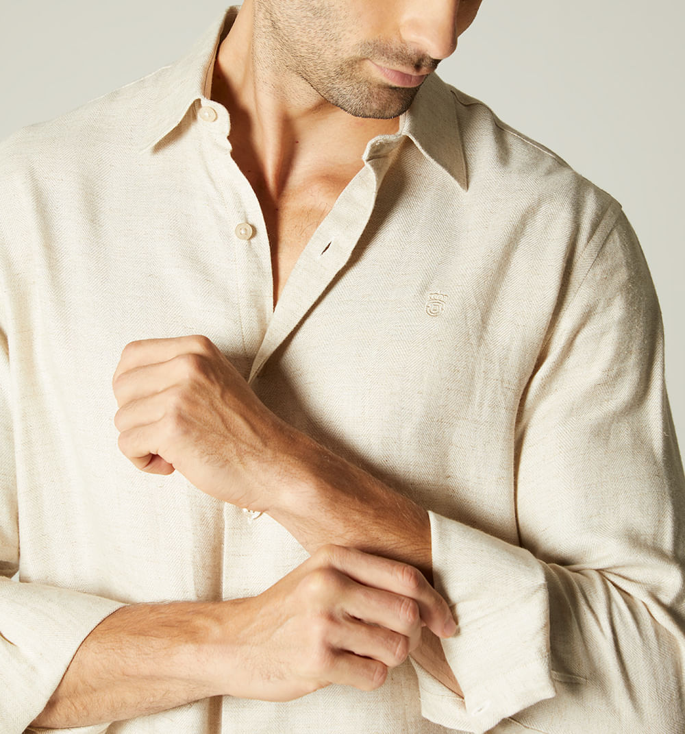 Camisa para hombre en lino manga larga