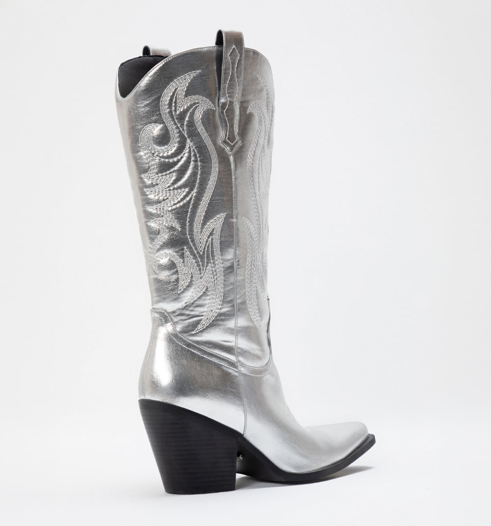 Bota cana alta cowboy metalizada