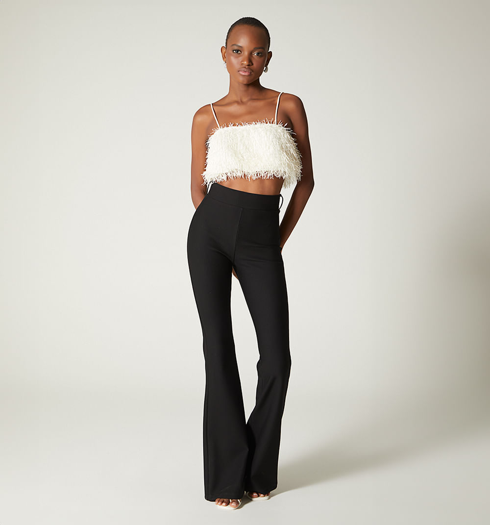 Blusa crop flecos