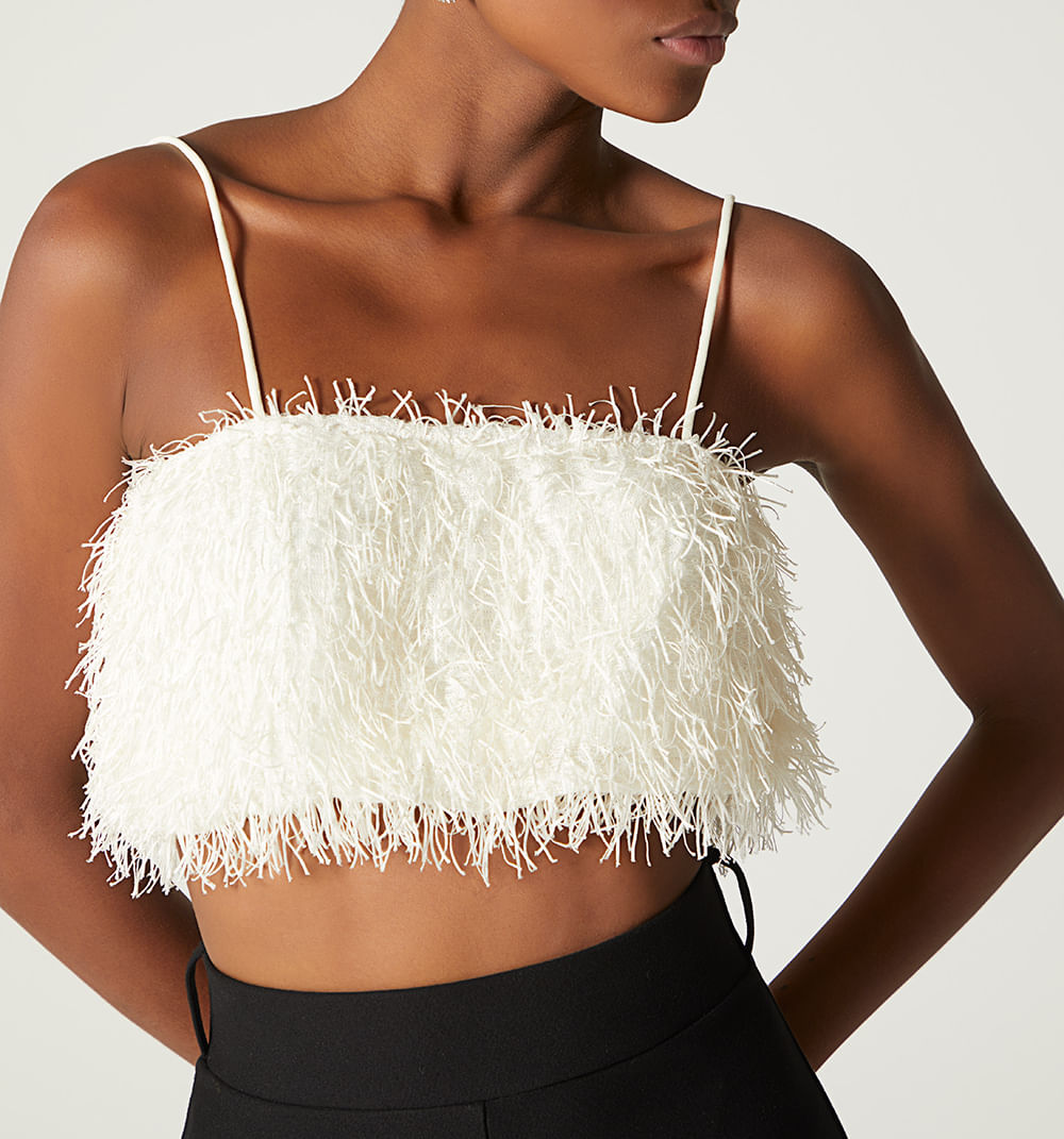 Blusa crop flecos