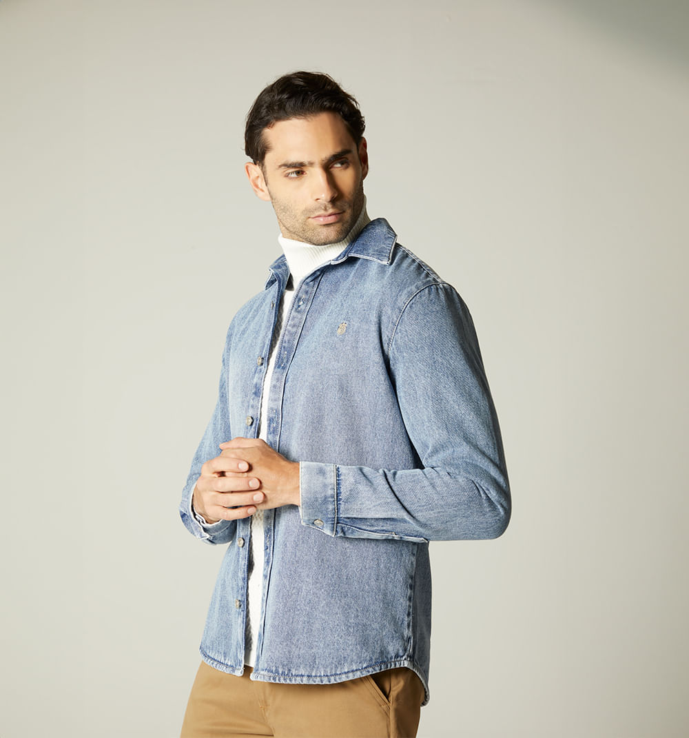 Camisa para hombre en denim