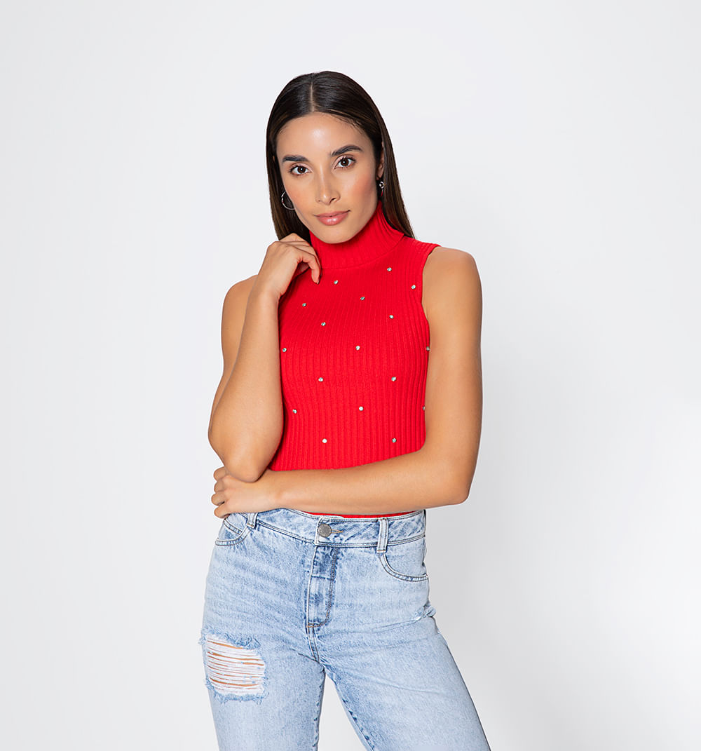 Blusa tejida cuello tortuga manga sisa c