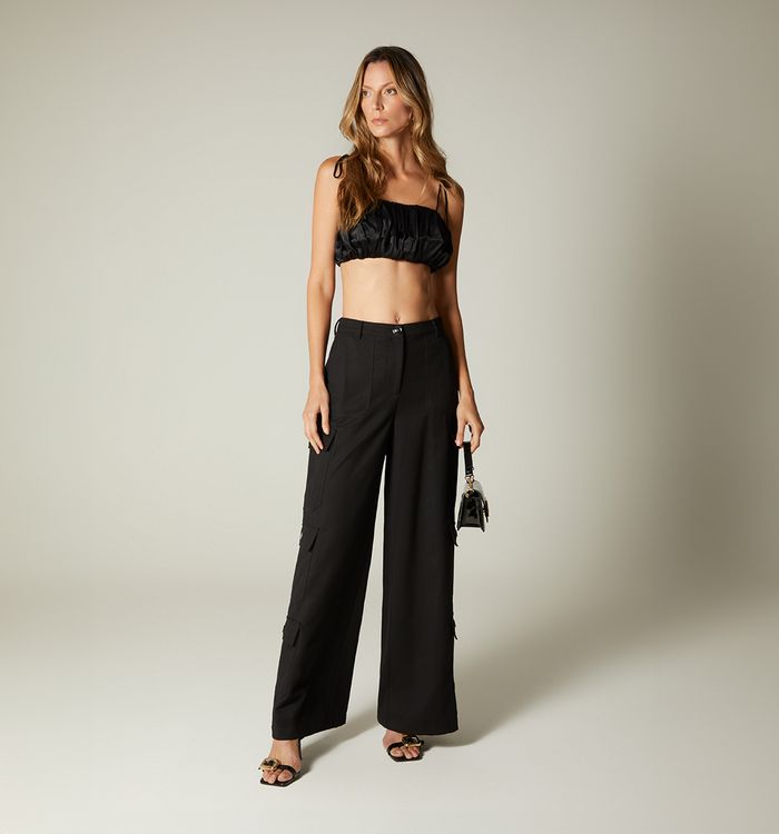 Crop top  de tiras anudadas frente drape