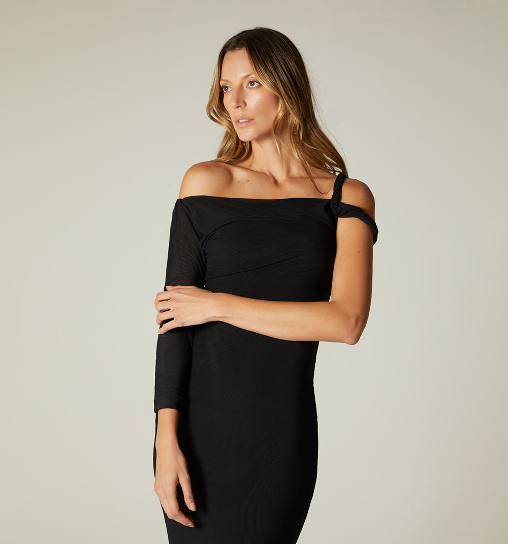 Vestido largo manga corta