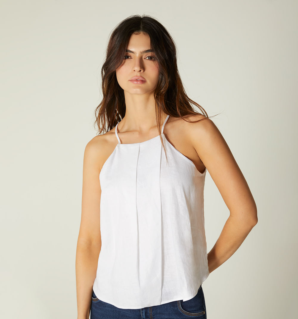 Blusa tiras frente sobrepuesto con prens