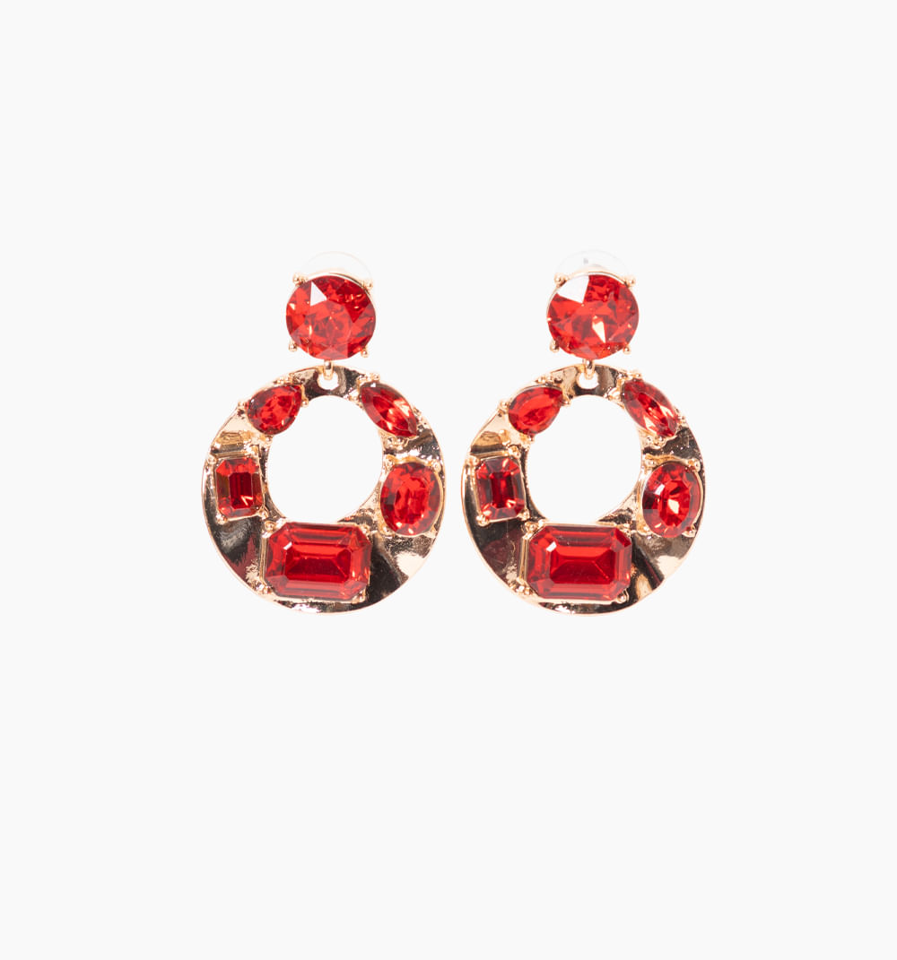 Aretes medianos martillados con cristale