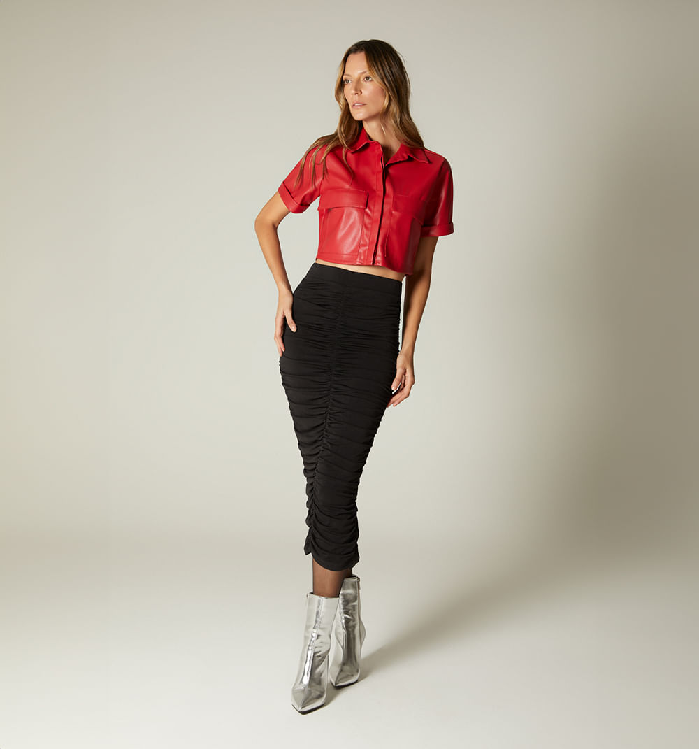 Blusa boxy con bolsillos