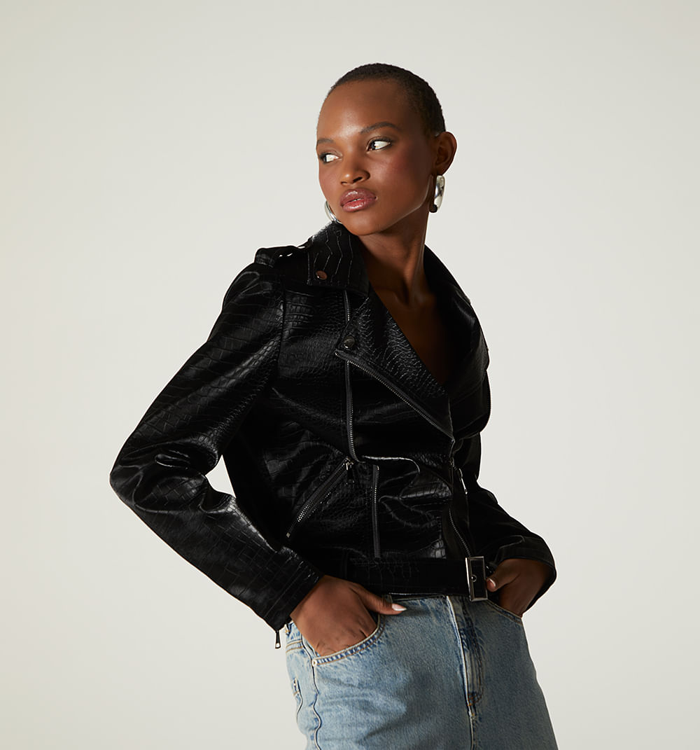 Chaqueta efecto croco