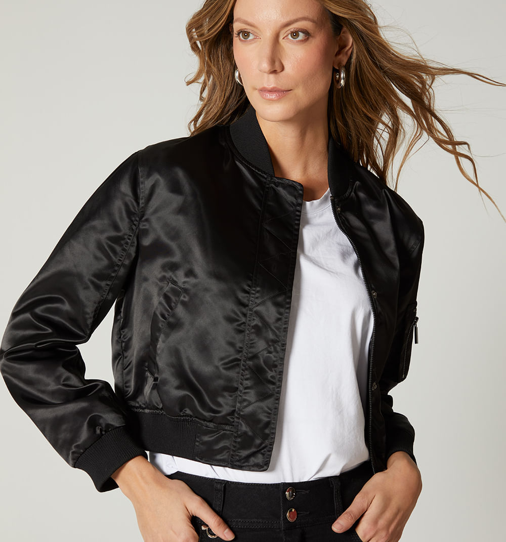 Chaqueta bomber en sateen