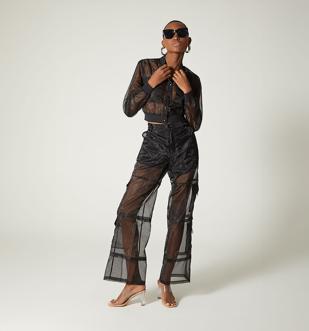 Pantalón cargo organza
