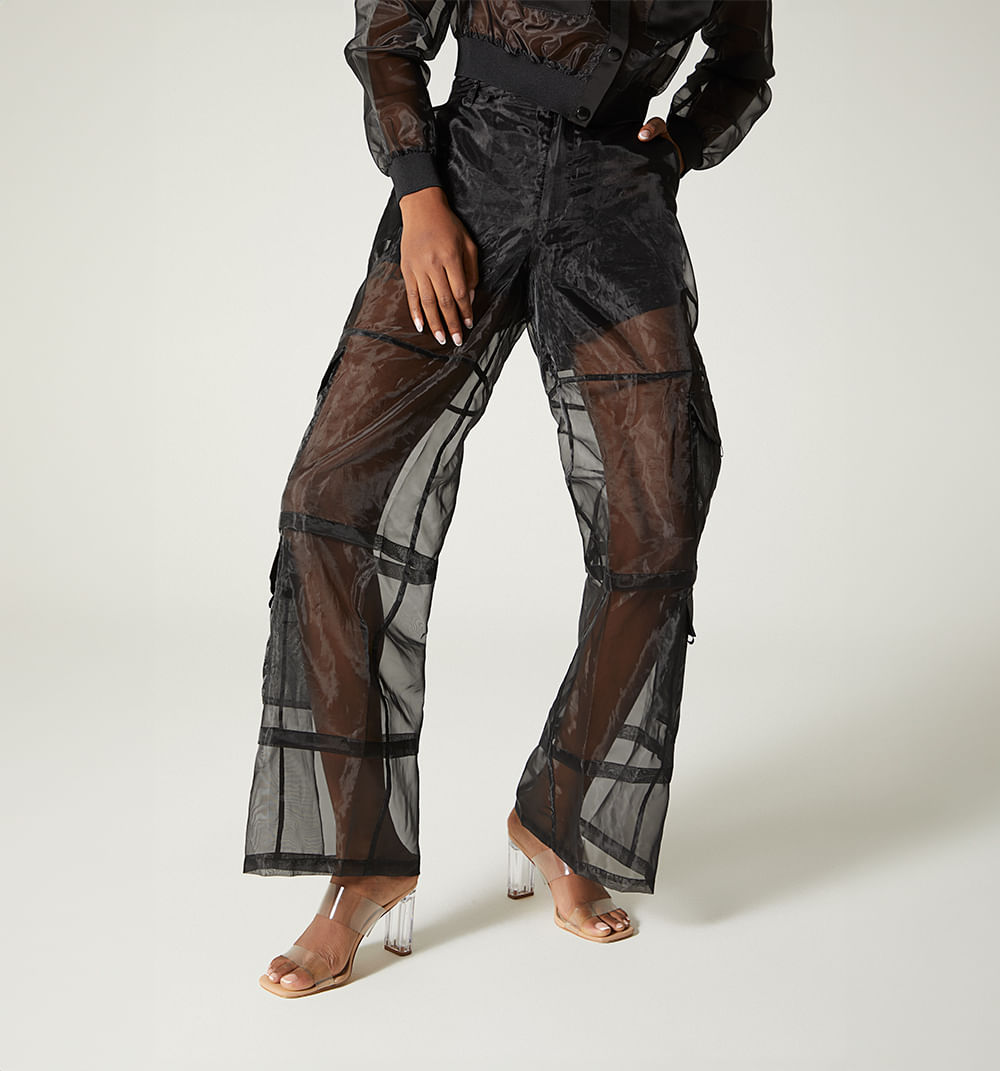 Pantalón cargo organza