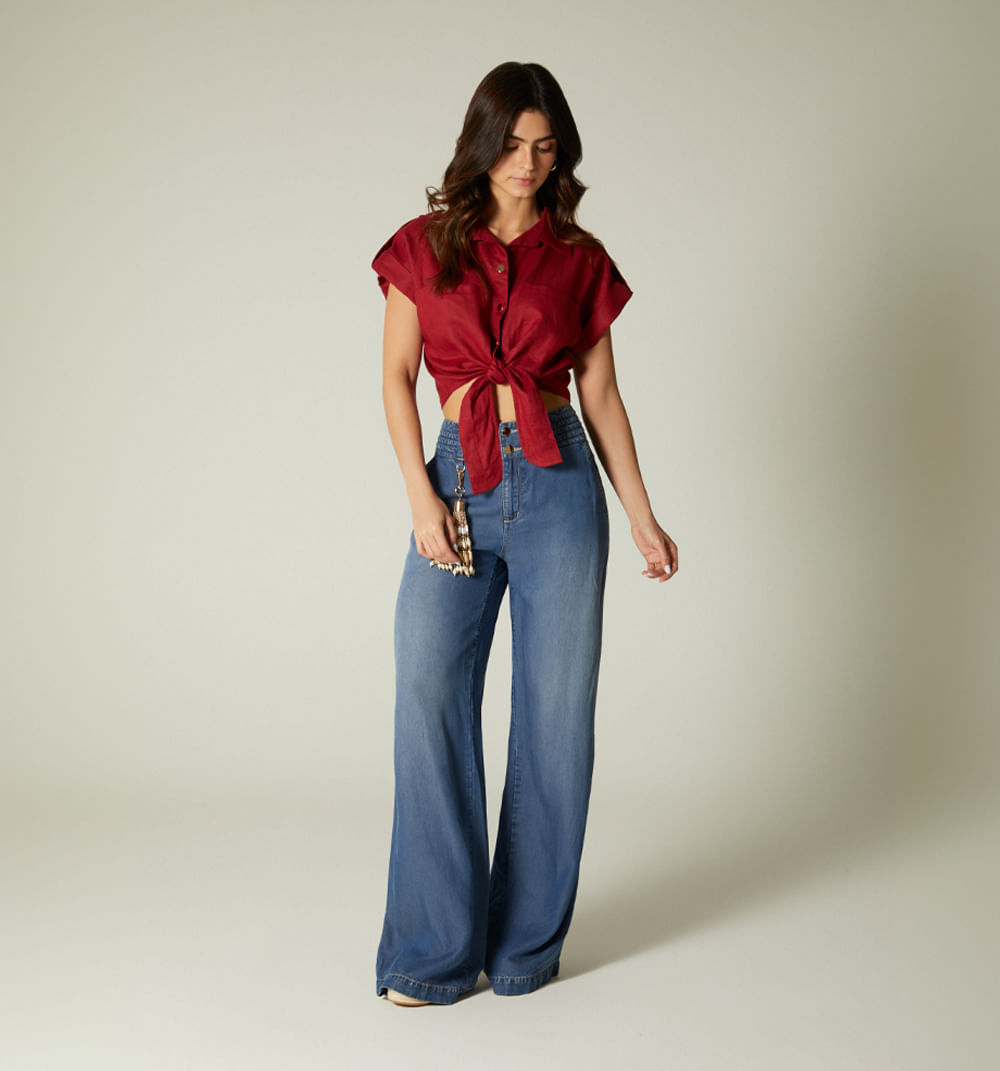 Blusa sisa camisera de anudar, color