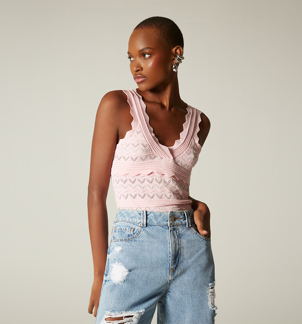 Blusa de tiras tejida