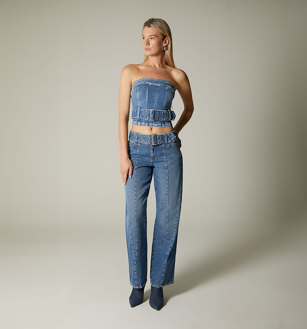 Blusa straple con cinturon en misma tela