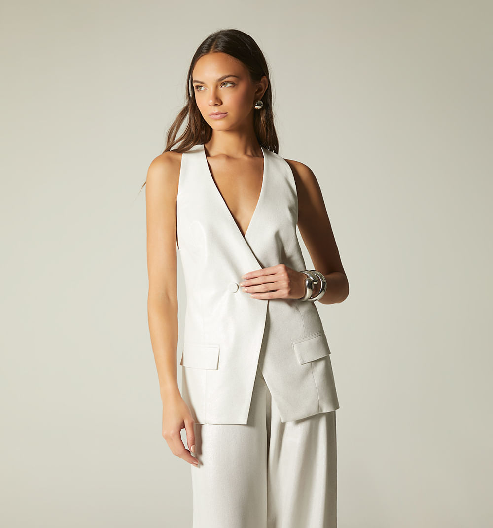 Conjunto pantalón y chaleco largo