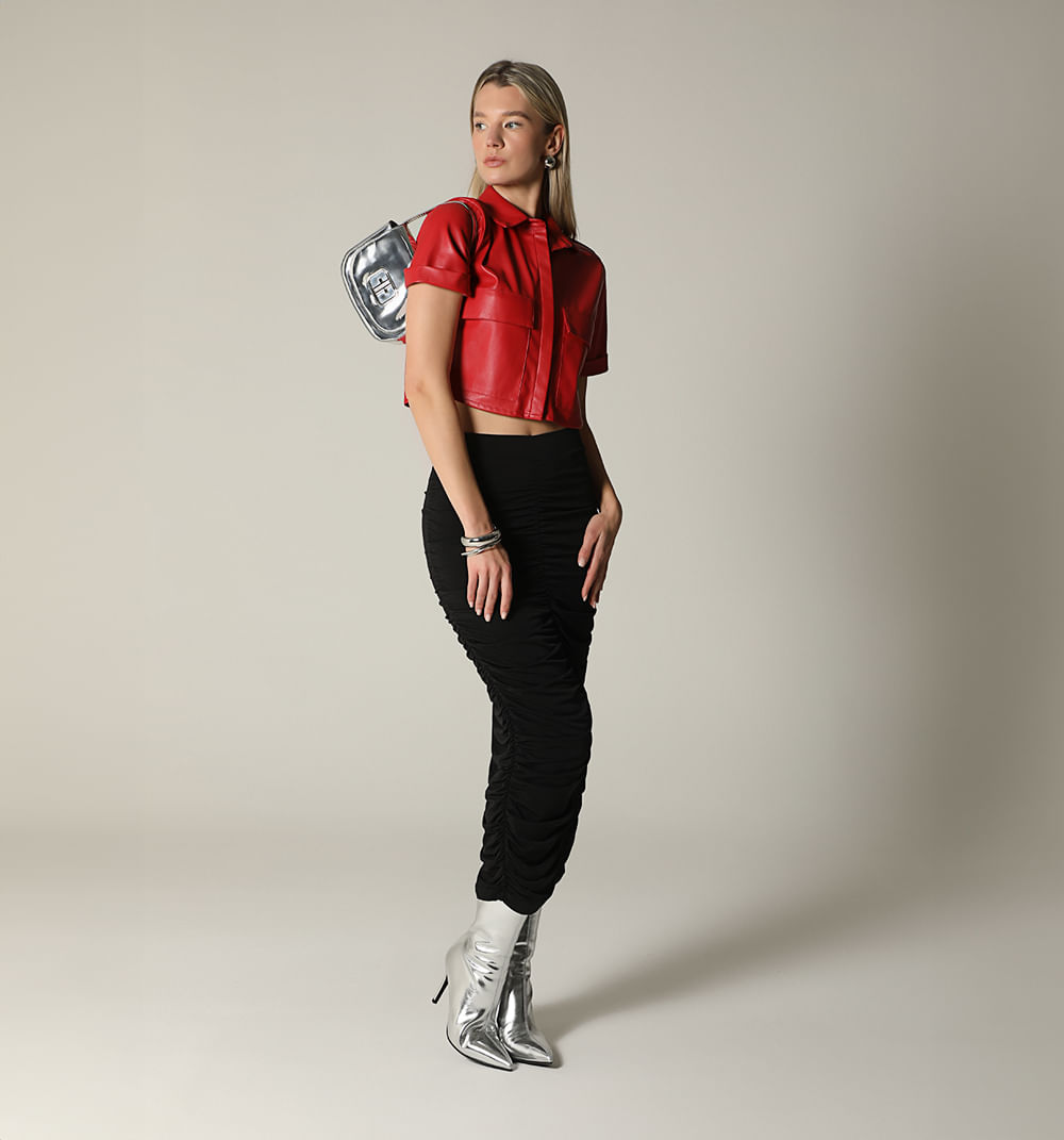 Falda midi ruchada