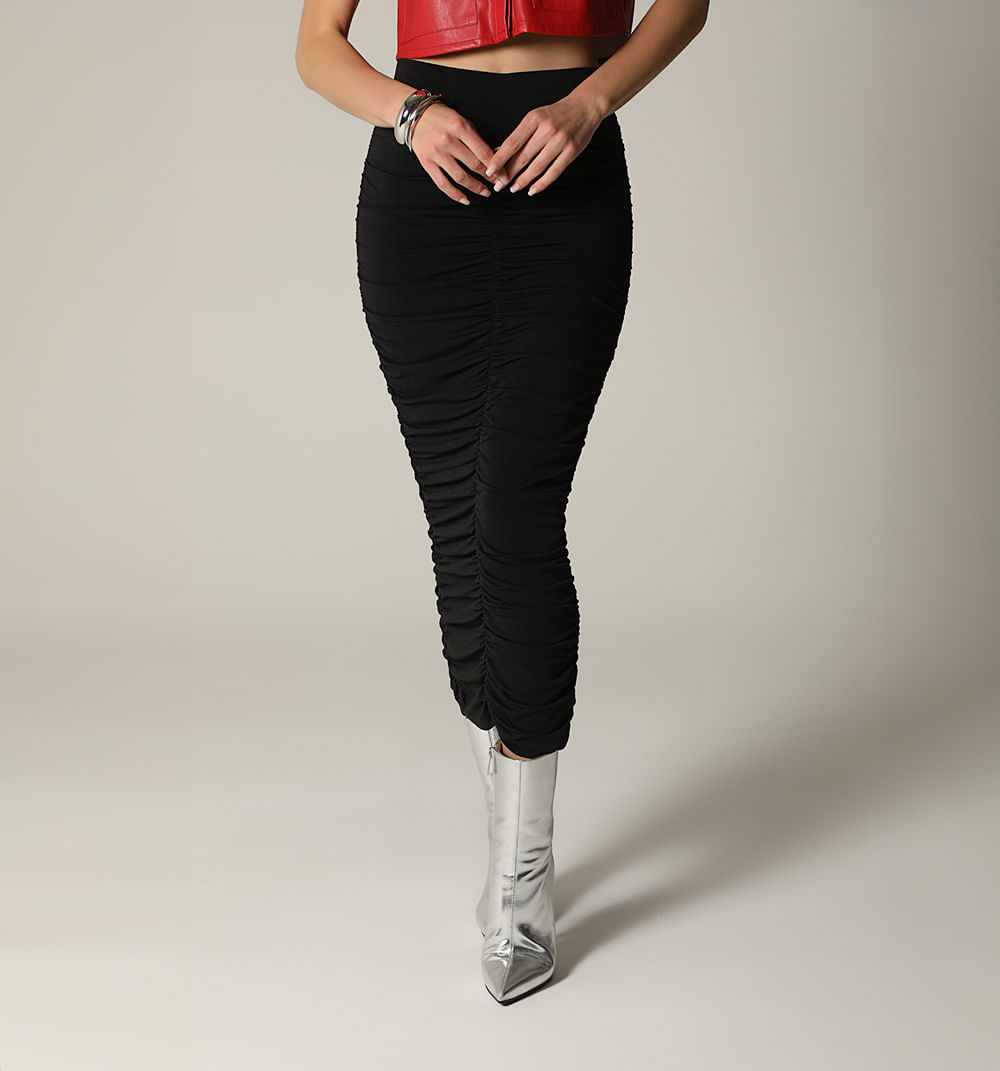 Falda midi ruchada