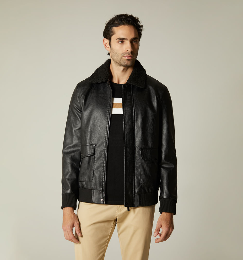 Chaqueta de hombre con cuello tipo ovejo