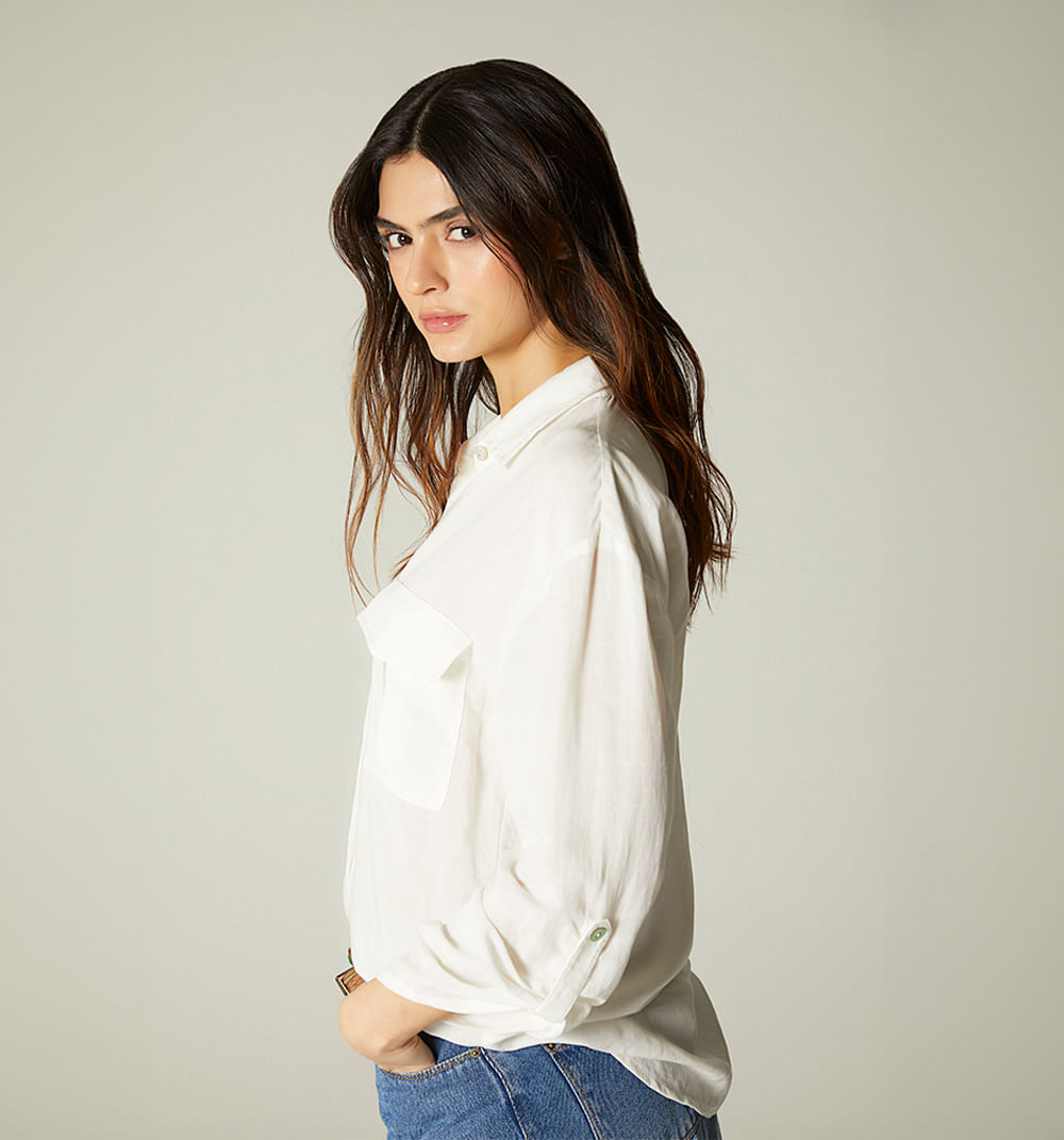Blusa manga larga  con bolsillo