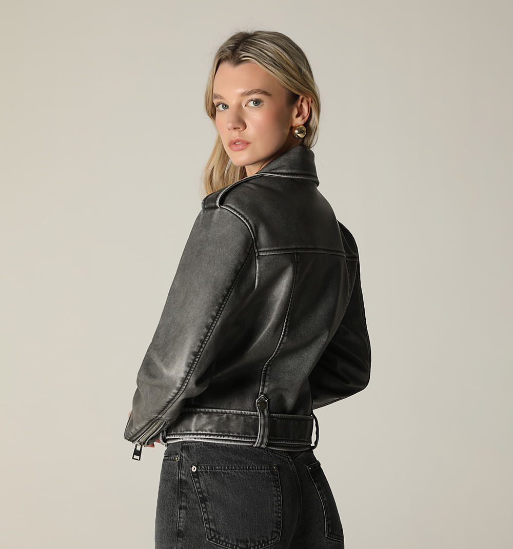 Chaqueta biker con cinturon