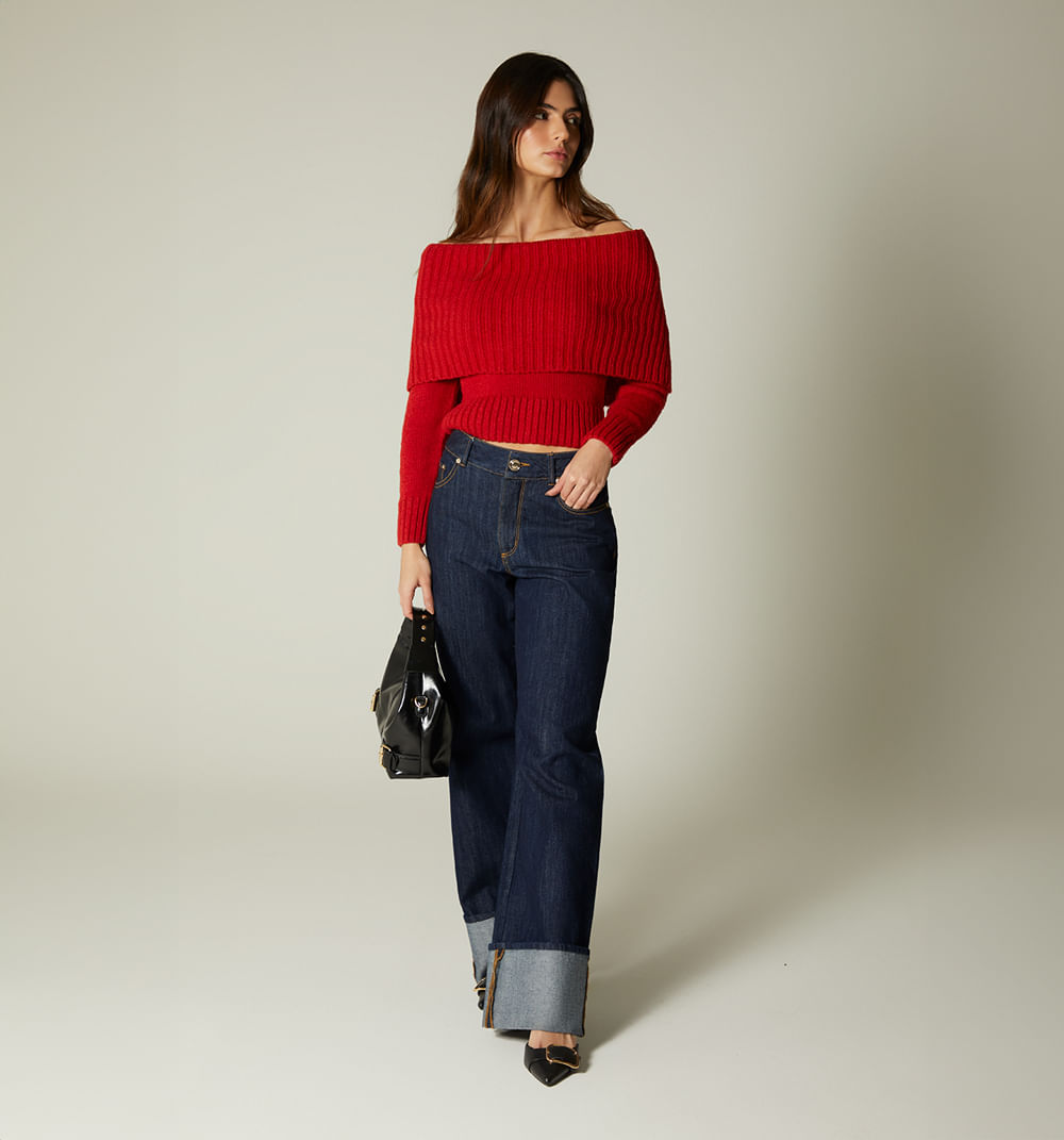 Blusa tejida cuello bandeja