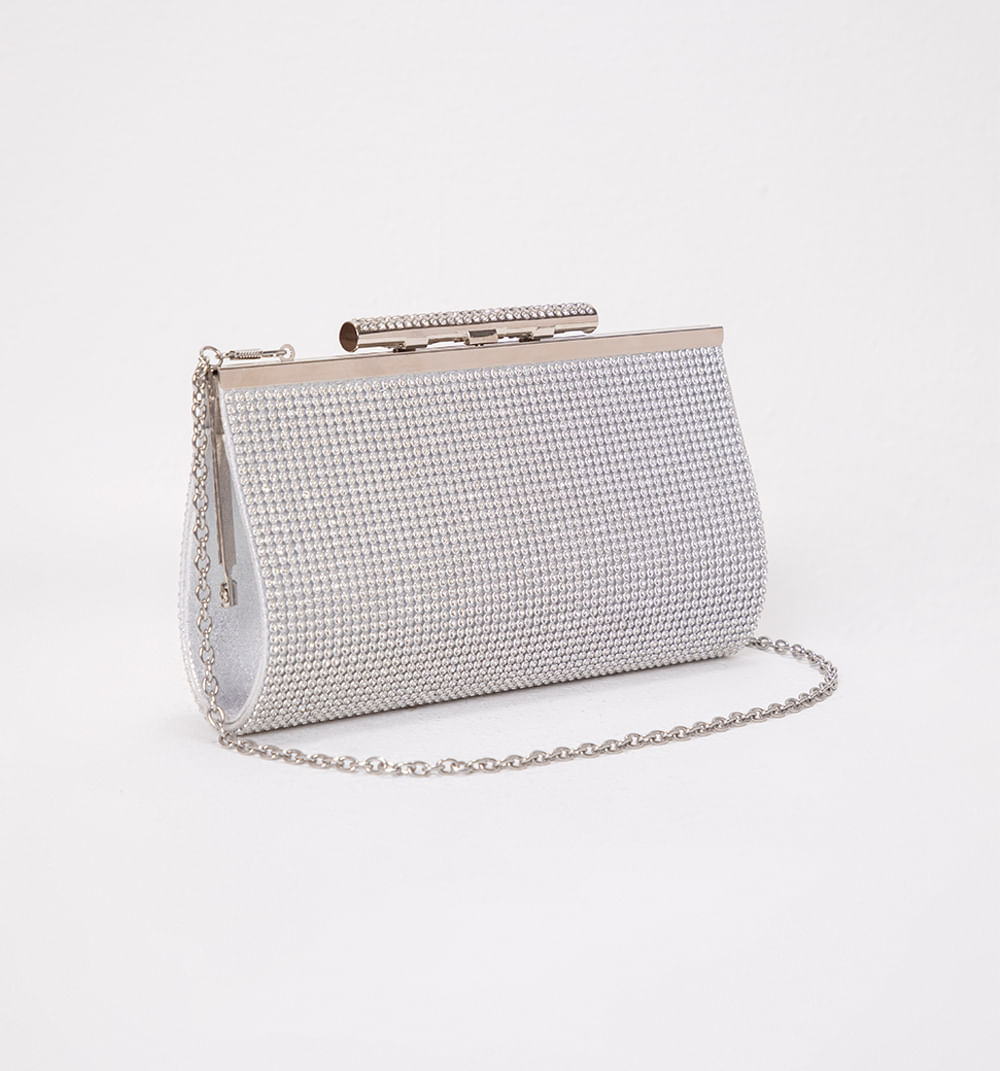 Bolso sobre malla con herraje en cristal
