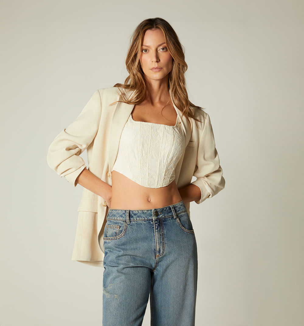 Crop top escote cuadrado manga sisa