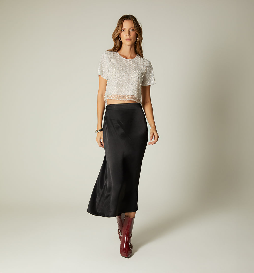 Blusa mesh perlas