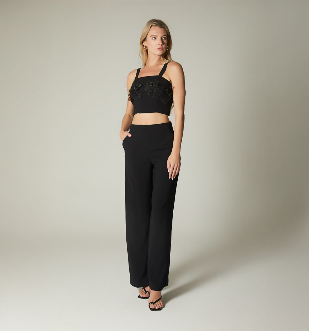 Conjunto pantalon y crop flores