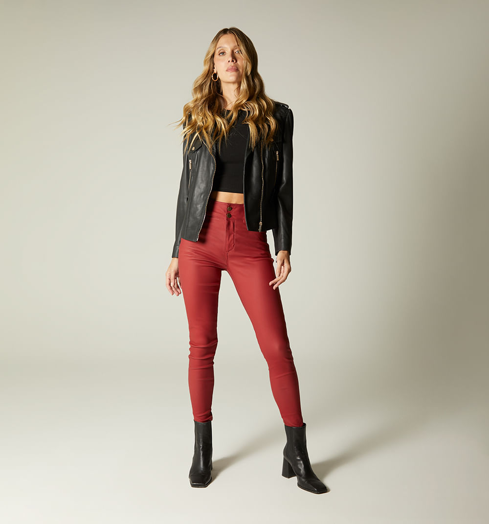 Jean ultraslim,tiro alto, dos botones, e