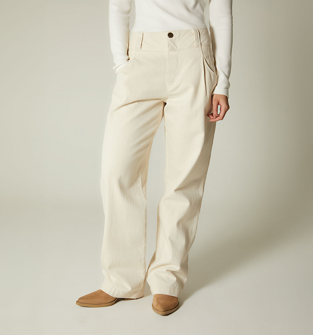 Jean bota recta, tiro alto, con prense pasador ancho