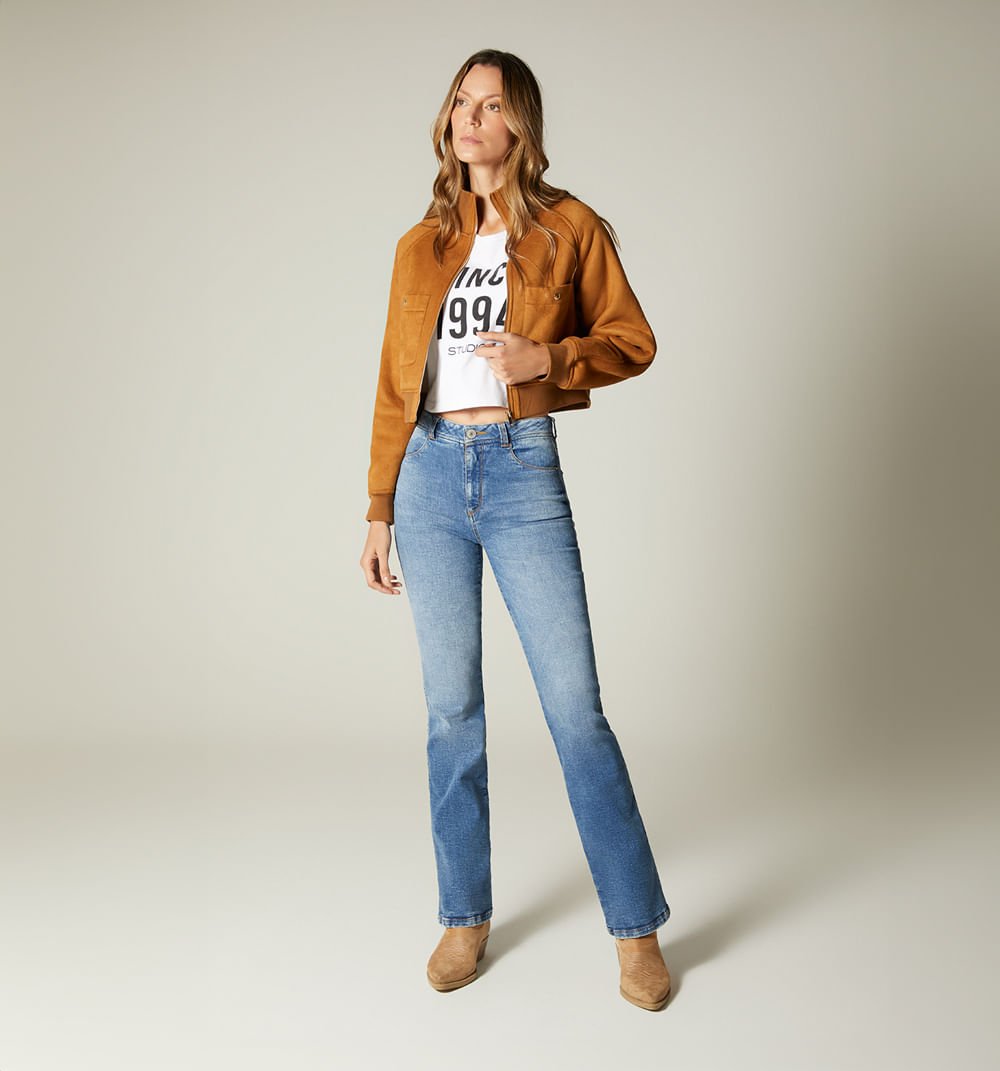 Chaqueta bomber en suede con pelo intern