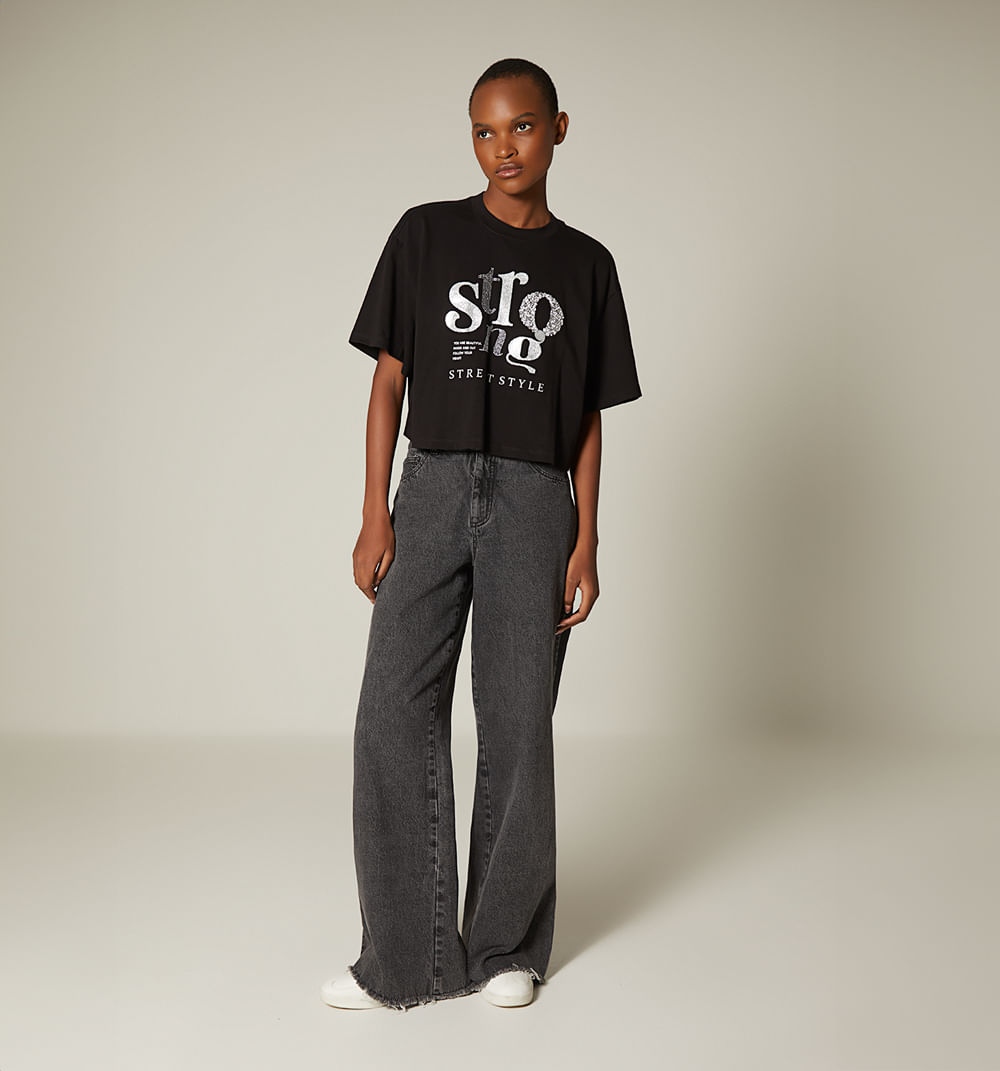 Camiseta boxi con estampado cristal