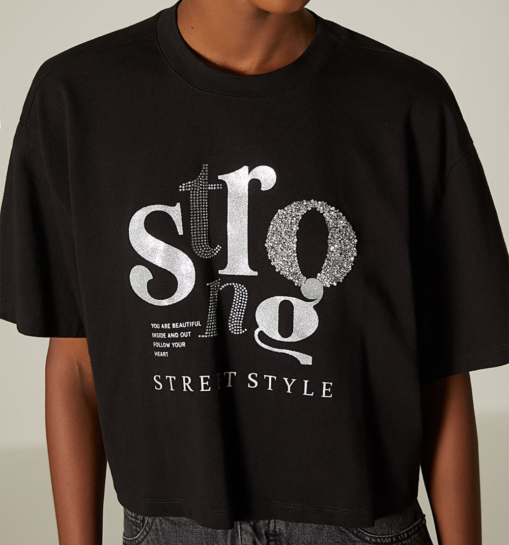 Camiseta boxi con estampado cristal