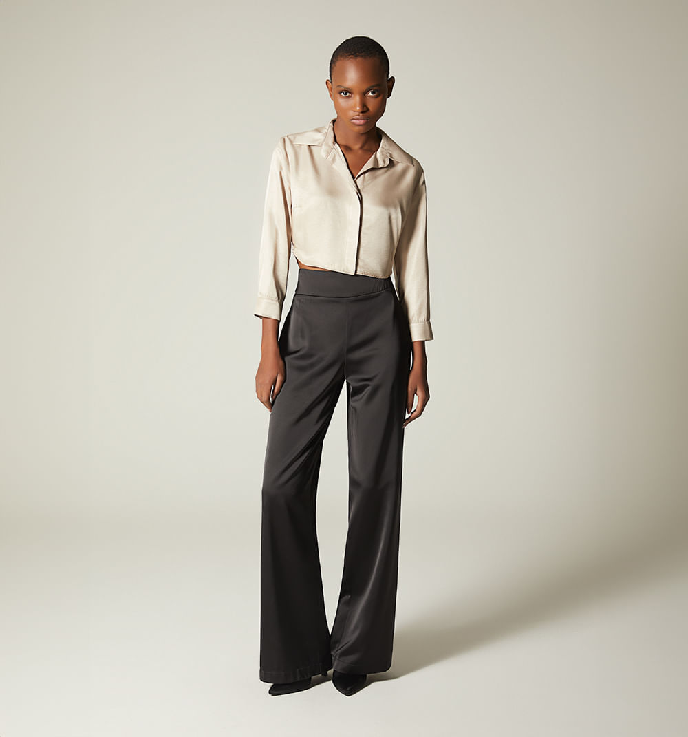 Blusa crop ajustada manga 3/4