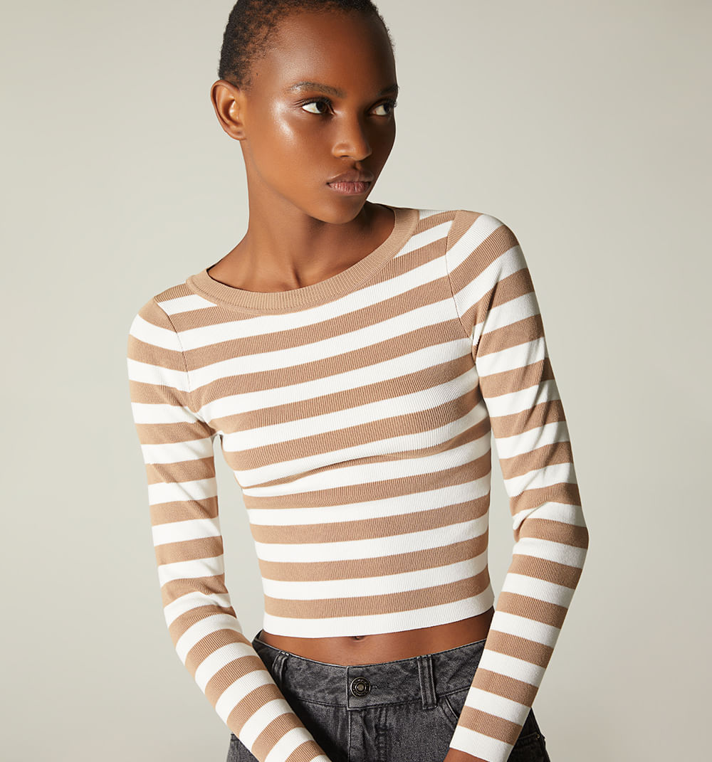 Blusa manga larga tejida en rayas