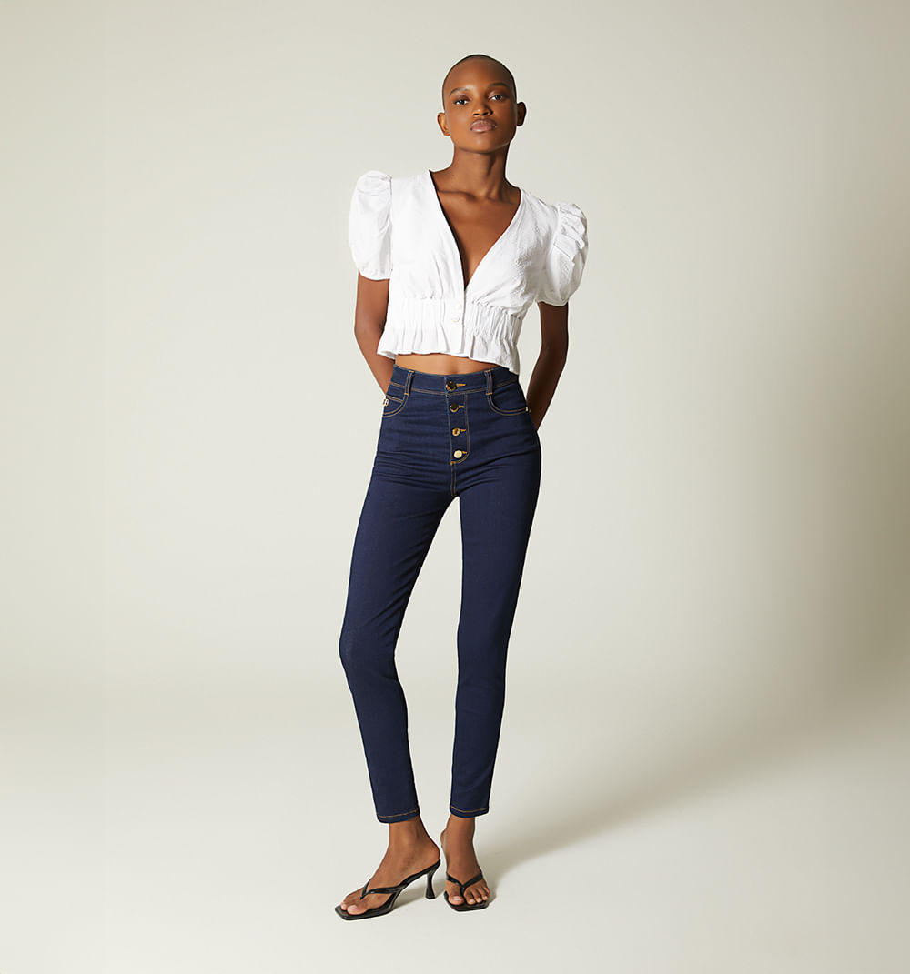 Blusa manga corta elastico en imperio