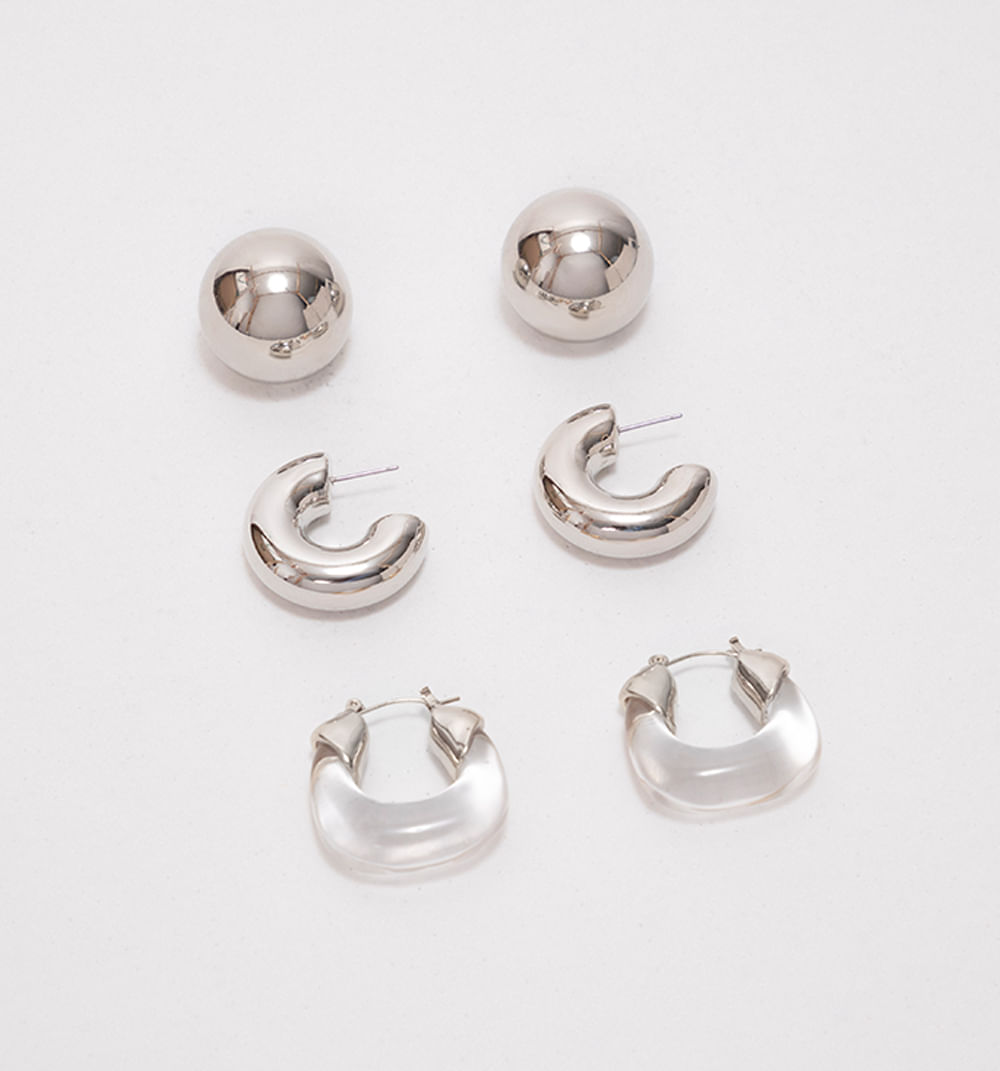 Aretes chunky y trasnparencia set x 3