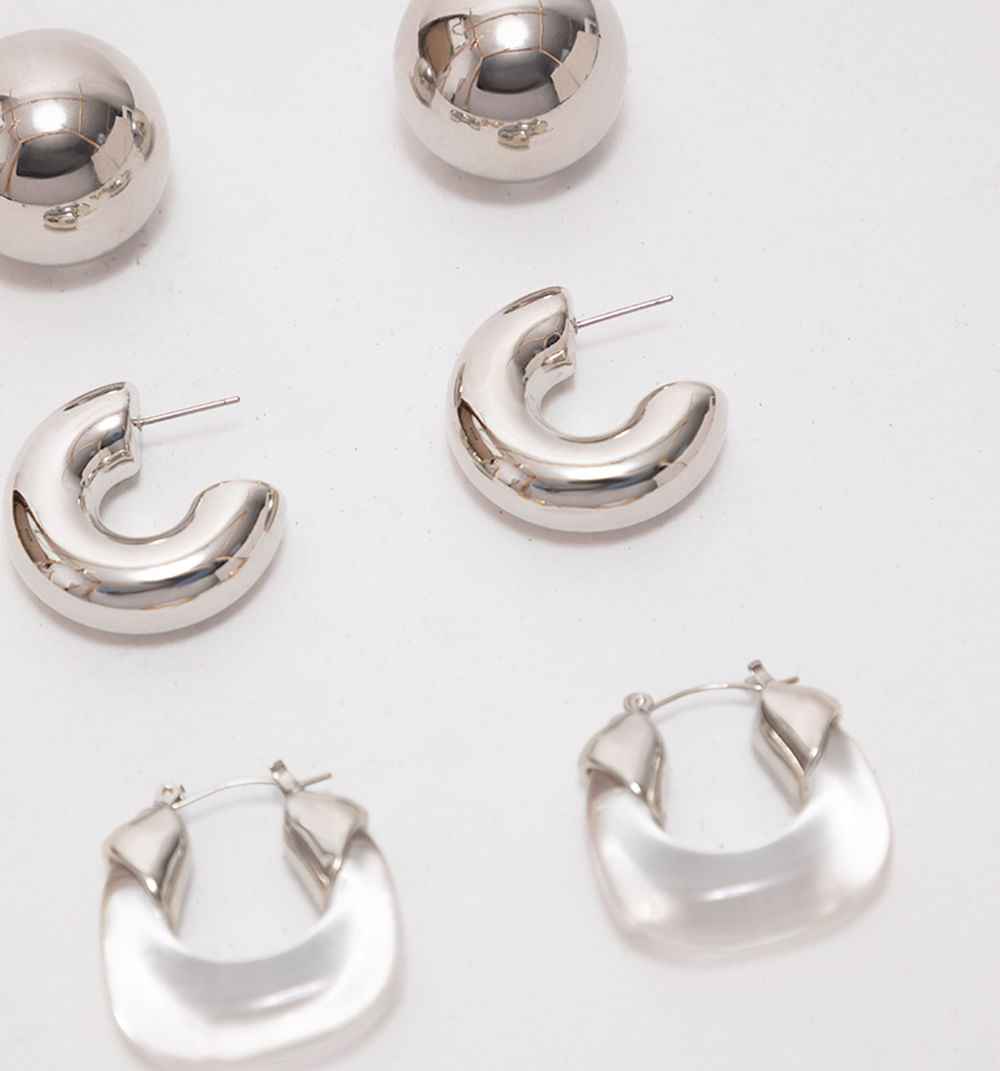 Aretes chunky y trasnparencia set x 3