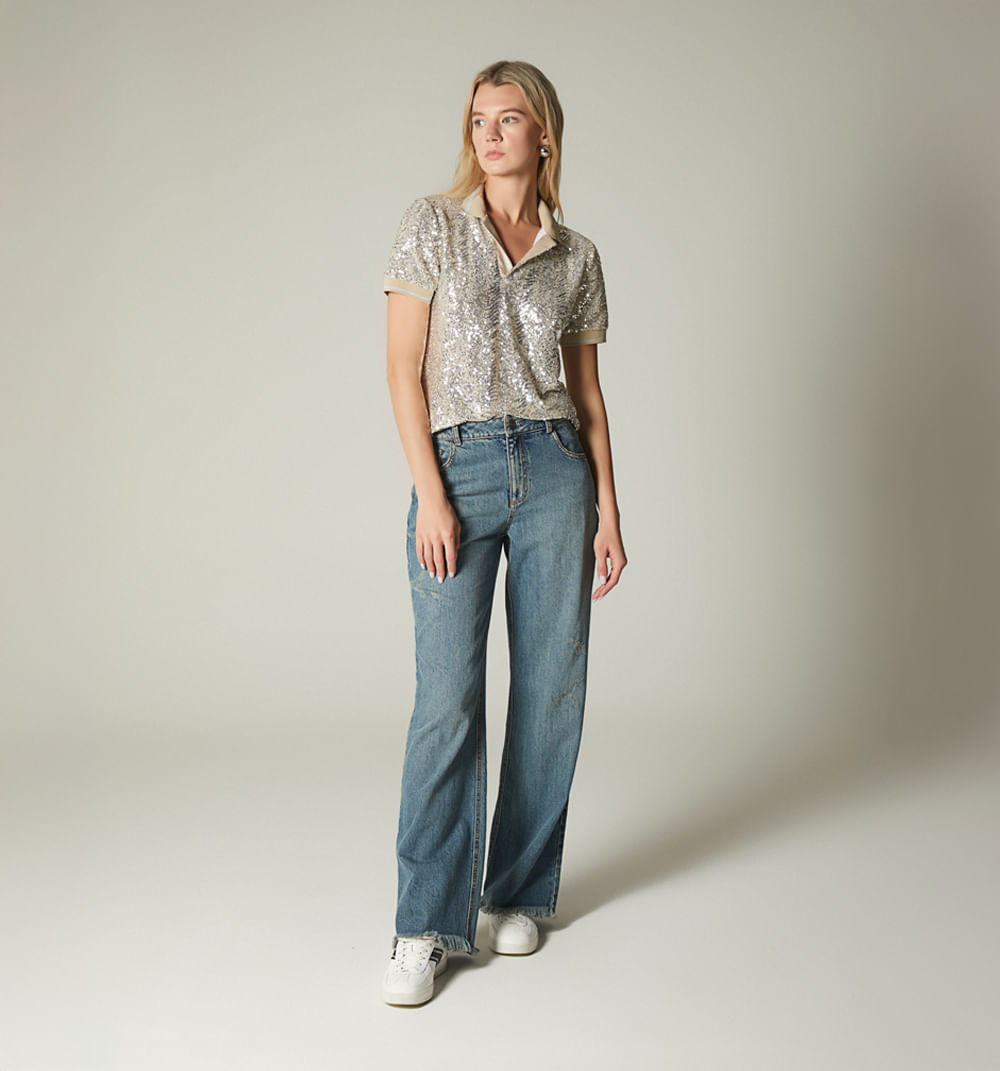 Blusa tipo camiseta manga corta con cier