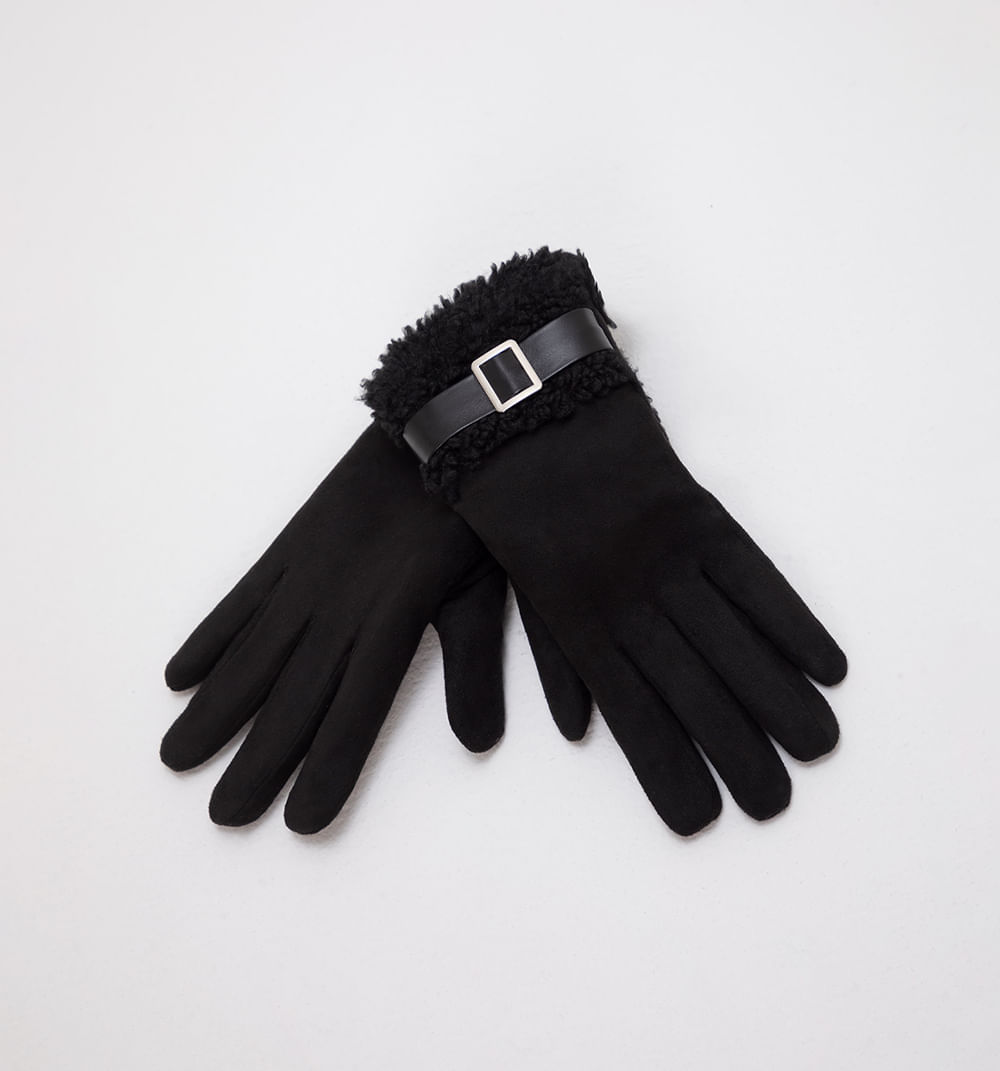 Guantes puño teddy y detalle hebilla