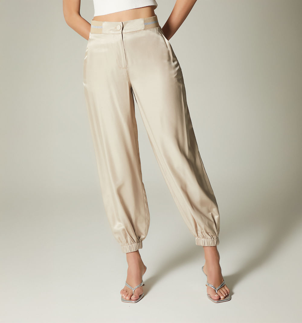 Pantalon  tiro alto con puño en bota